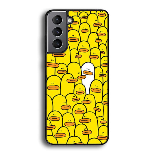 Yellow Duck Face Patern Samsung Galaxy S23 Plus Case-Rubber White (2D Case)-Oxvistore
