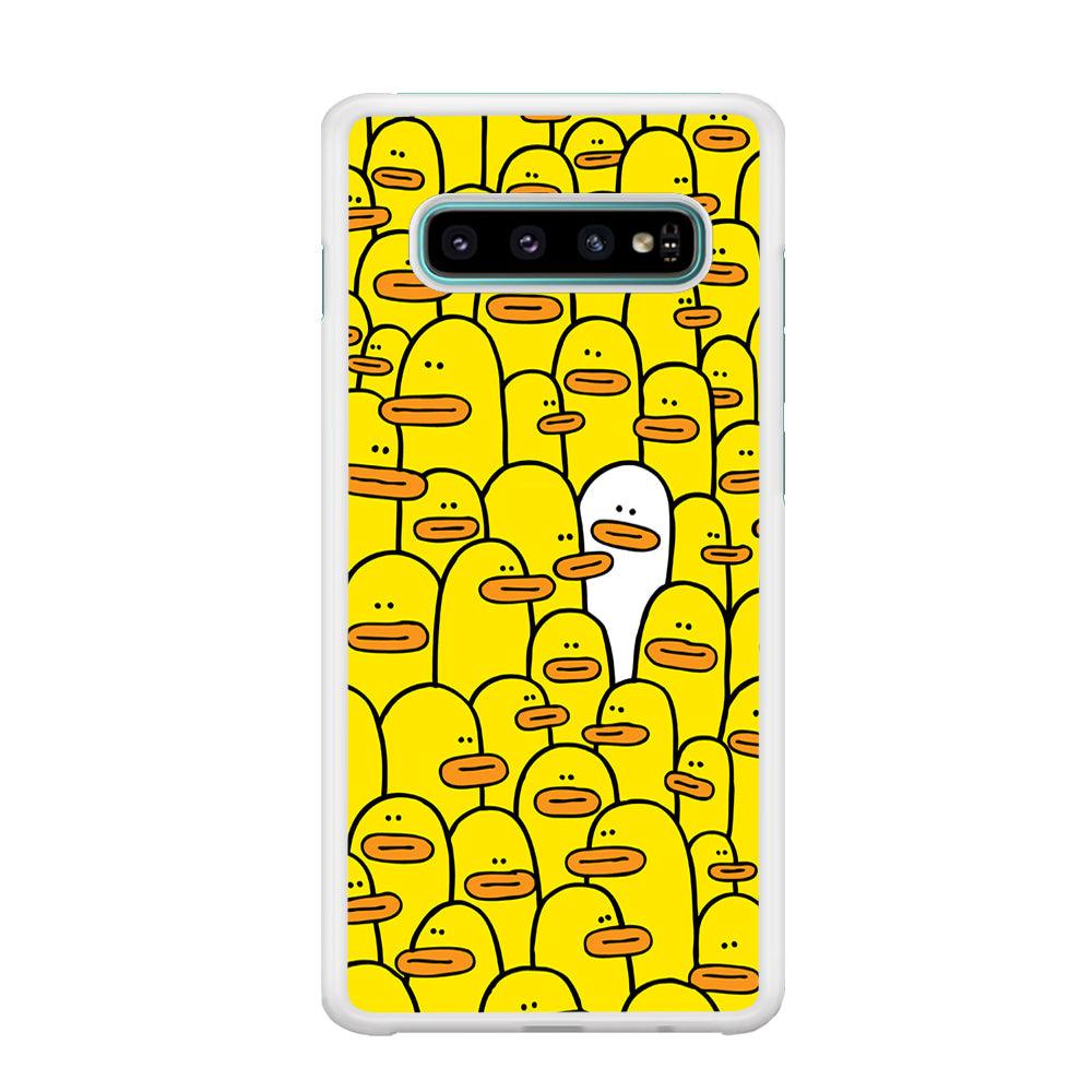 Yellow Duck Face Patern Samsung Galaxy S10 Case-Oxvistore