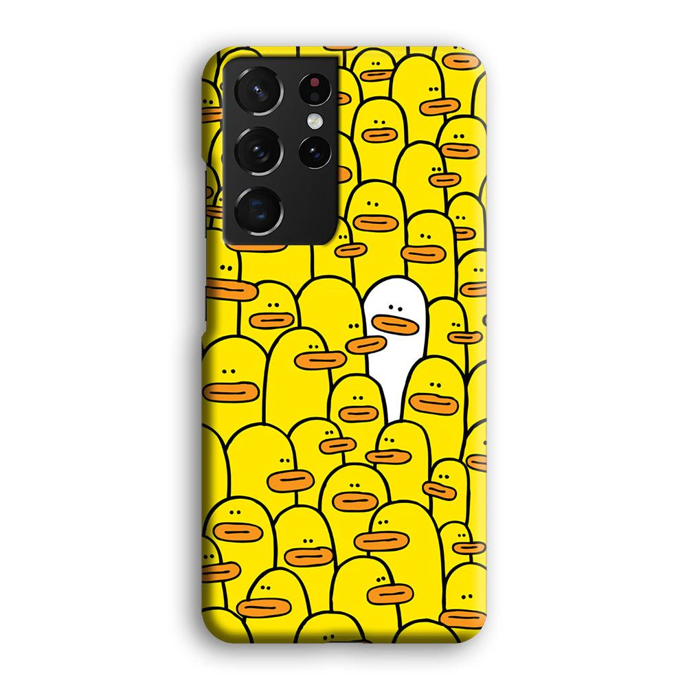 Yellow Duck Face Patern Samsung Galaxy S21 Ultra Case-Oxvistore