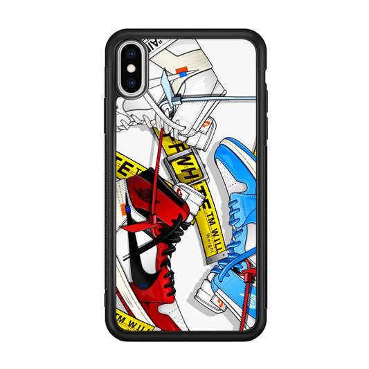 Nike Air x Off White Shoes Colase iPhone Xs Max Case | Slim Rubber Case for iPhone Xs Max