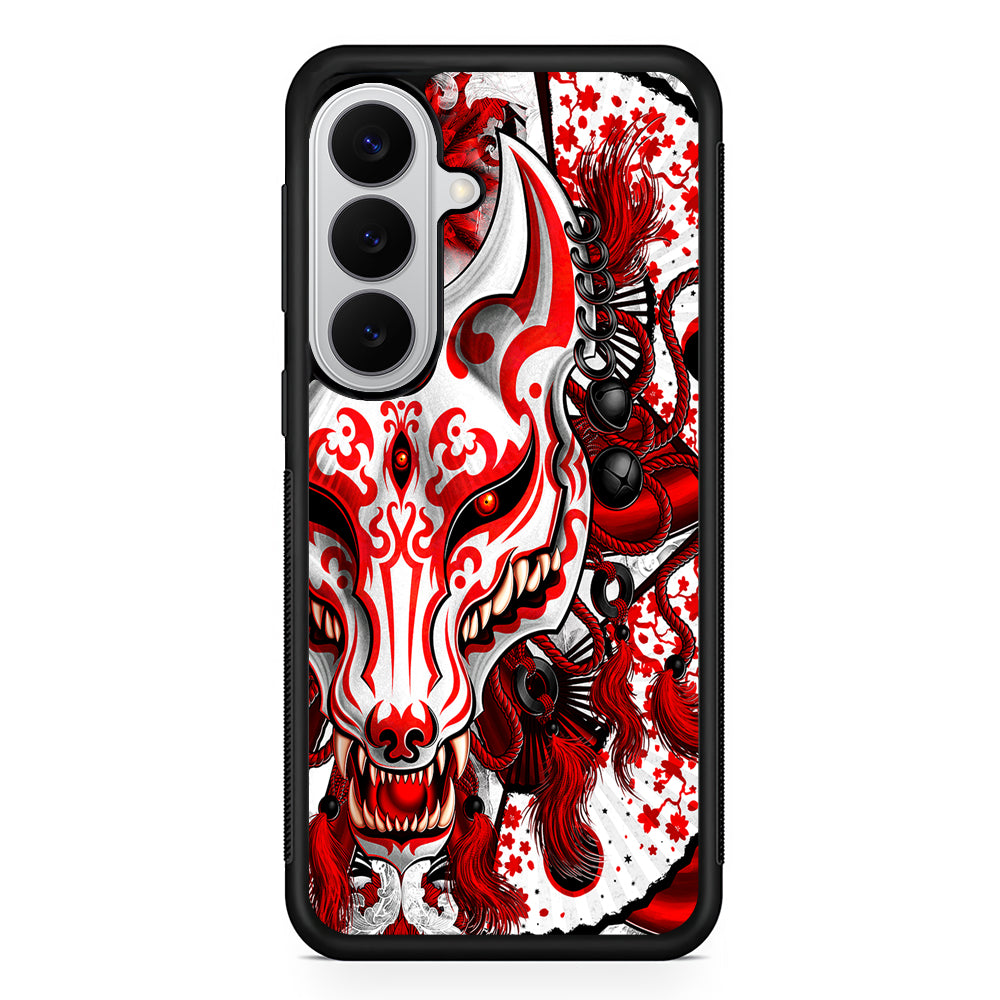Kitsune Fox Mask Bloody White Samsung Galaxy S26 Case | Protective Rubber Cover