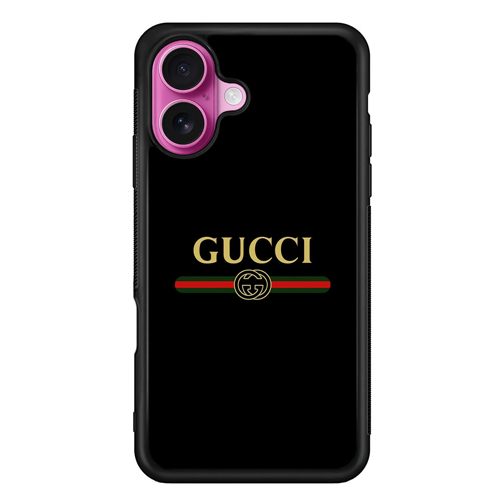 Gucci Logo Black iPhone 17 Case | Slim Rubber Case for iPhone 17