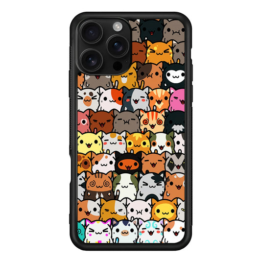 Kawaii Cute Cats Lovers Pattern iPhone 16 Pro Case | Durable Protective Case for iPhone 16 Pro