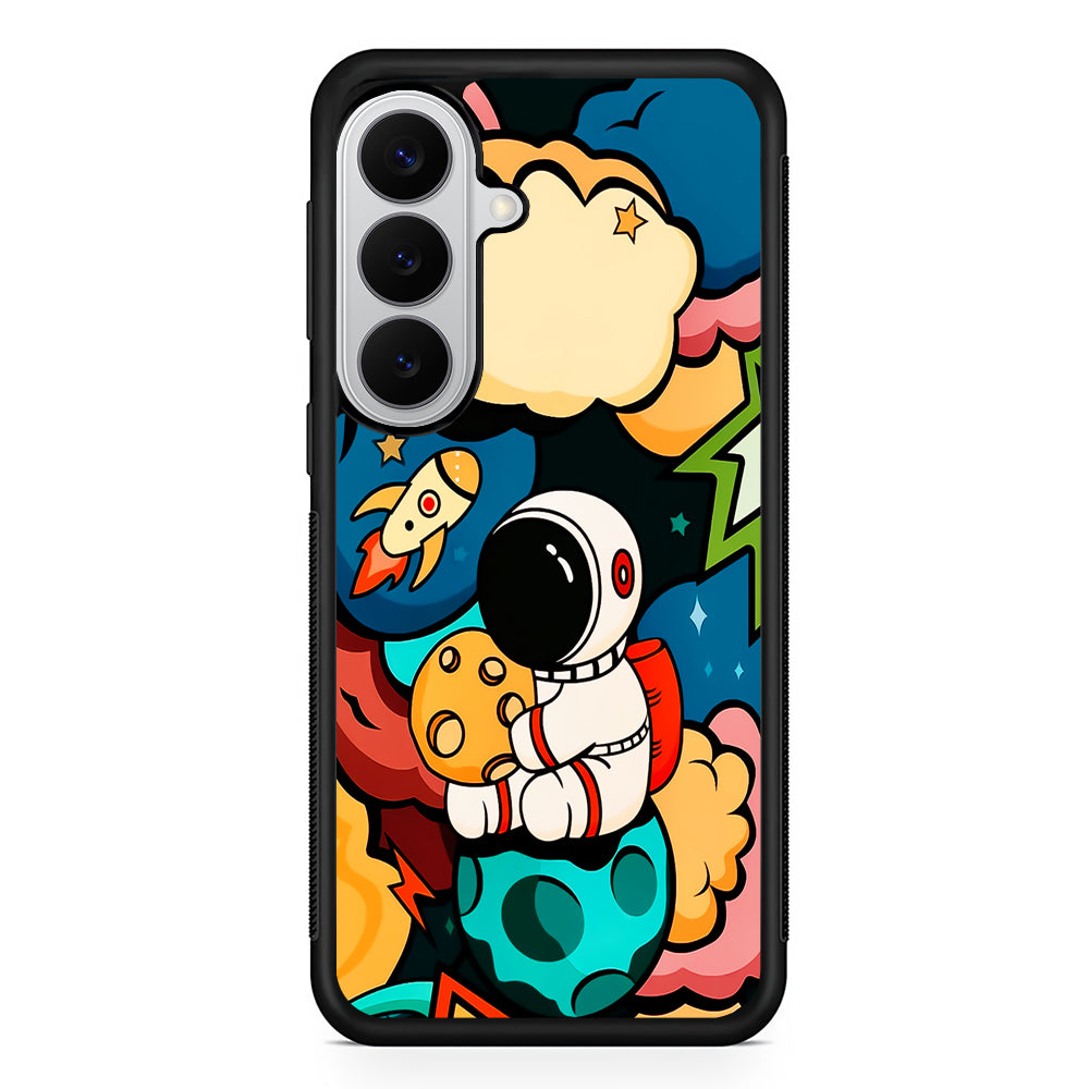 Cute Astronaut Hug The Planet Samsung Galaxy S26 Case | Protective Rubber Cover