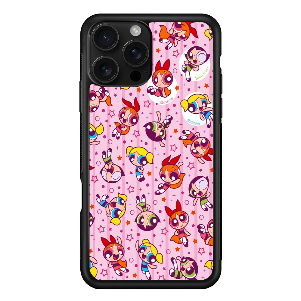 The Powerpuff Girls Cute Pattern iPhone 16 Pro Case | Durable Protective Case for iPhone 16 Pro