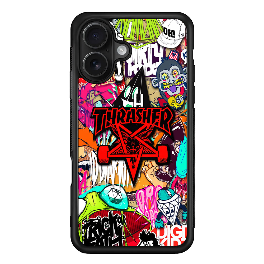 Thrasher Gang Assembly iPhone 16 Case | Slim Rubber Case for iPhone 16