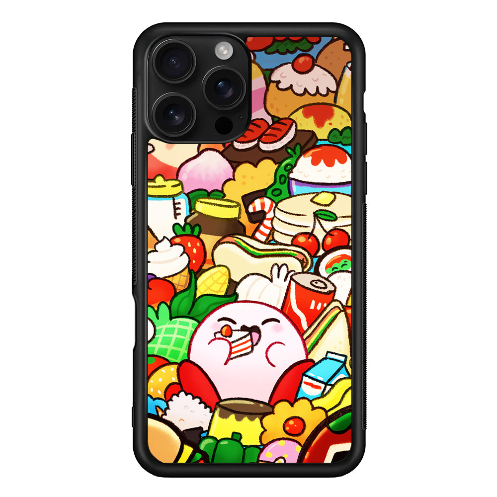 Kirby and a Stack of Food iPhone 16 Pro Case | Durable Protective Case for iPhone 16 Pro