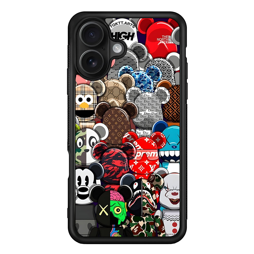 Bearbrick Iconic Brand Design iPhone 16 Case | Slim Rubber Case for iPhone 16