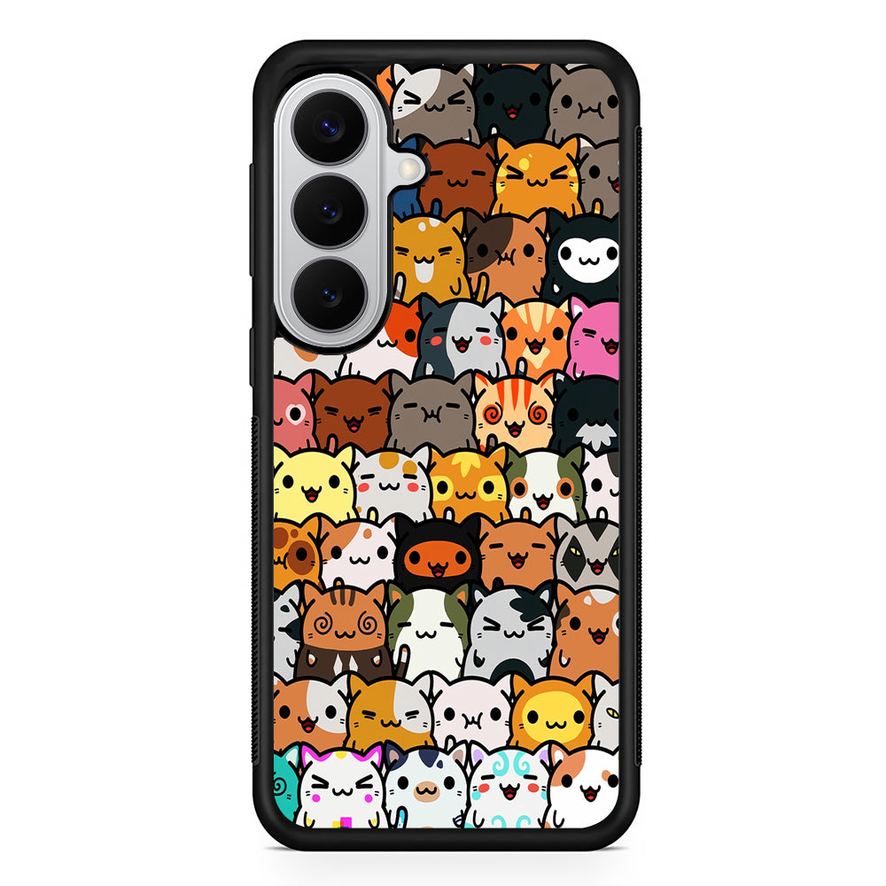 Kawaii Cute Cats Lovers Pattern Samsung Galaxy S26 Case | Protective Rubber Cover