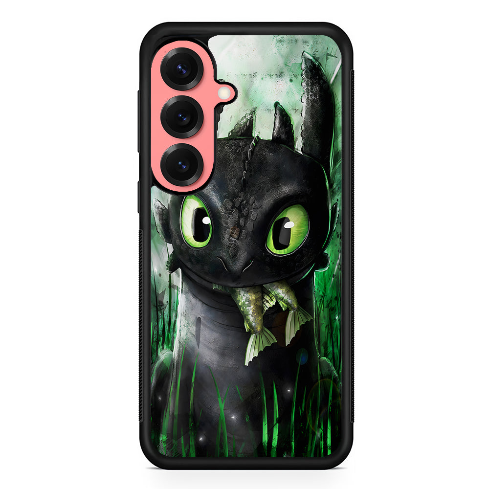 Toothless Eats Fish Samsung Galaxy S25 Case | Protective Case for Samsung Galaxy S25