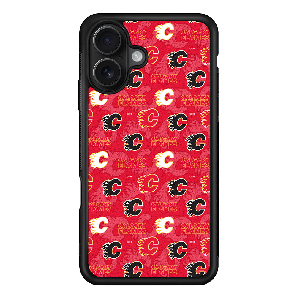 Calgary Flames Pattern iPhone 16 Case - Oxvistore