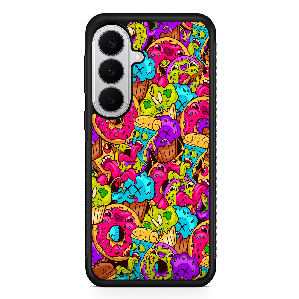 Cartoon Food Monster Doodle Samsung Galaxy S26 Case | Protective Rubber Cover