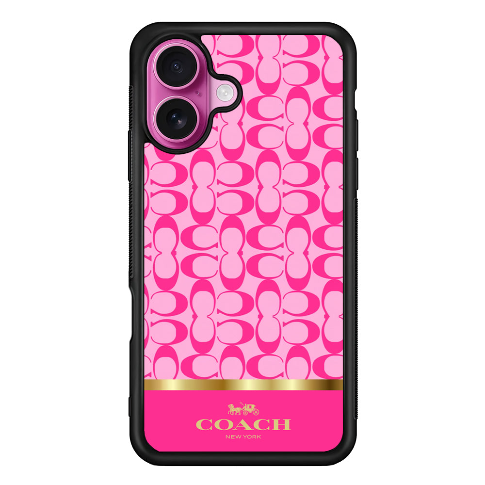 Coach Pink Pattern iPhone 17 Case | Slim Rubber Case for iPhone 17