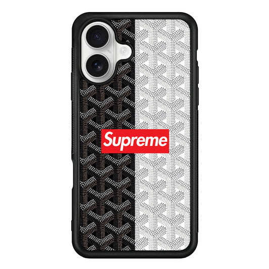 Supreme Black White Pattern iPhone 16 Plus Case | Slim Rubber Case for iPhone 16 Plus