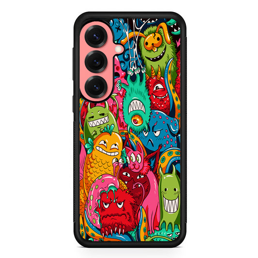 The Cute Monster Gathering Doodle Samsung Galaxy S25 Case | Protective Case for Samsung Galaxy S25