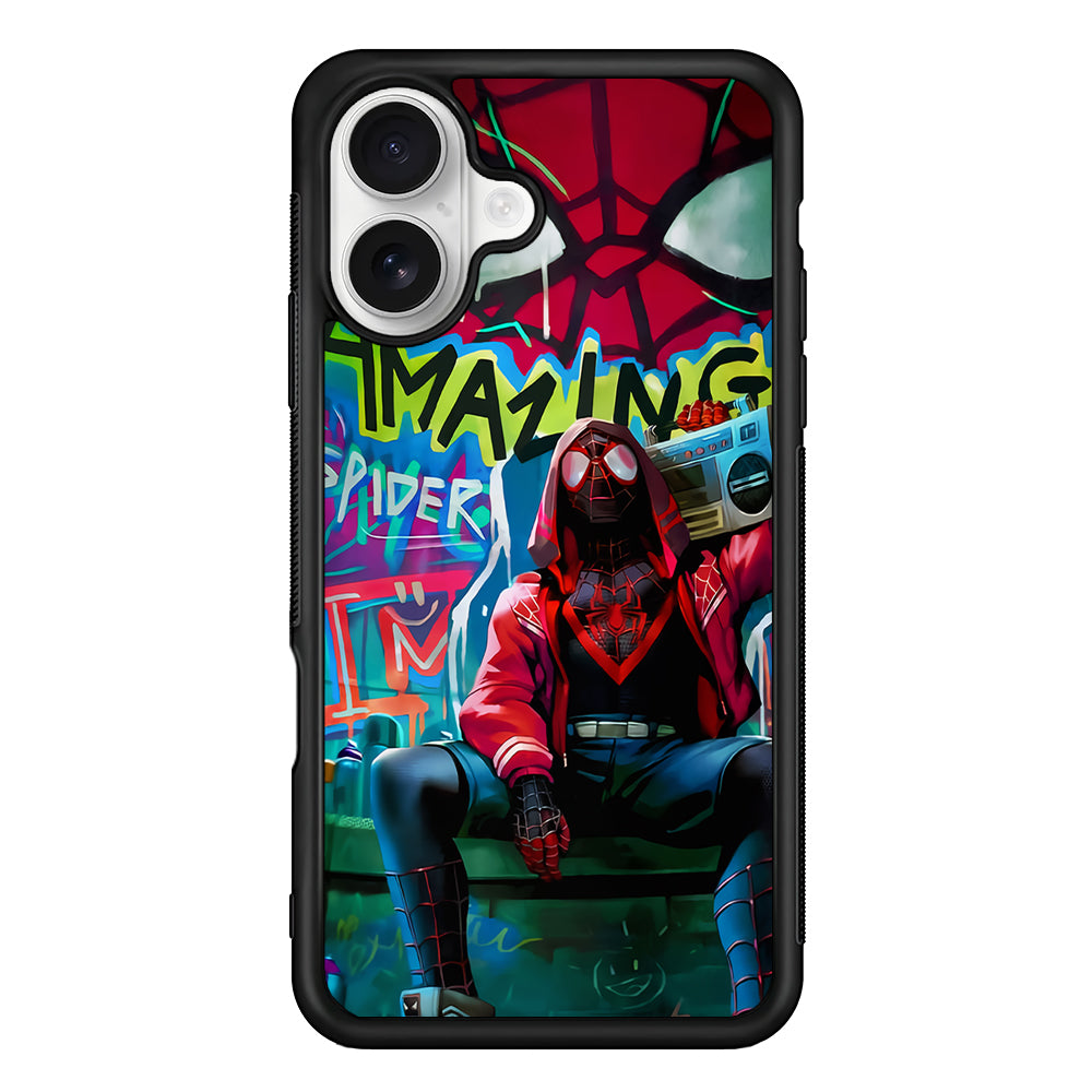Spider-Man Hip Hop Style iPhone 16 Plus Case | Durable Protective Rubber Cover