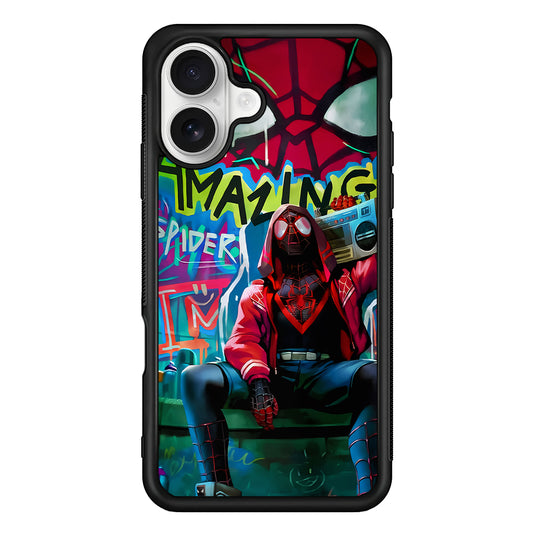Spider-Man Hip Hop Style iPhone 16 Plus Case | Durable Protective Rubber Cover