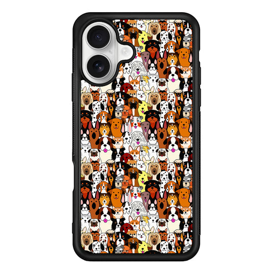 Doodle Dogs Colorful Pattern iPhone 16 Plus Case | Durable Protective Rubber Cover