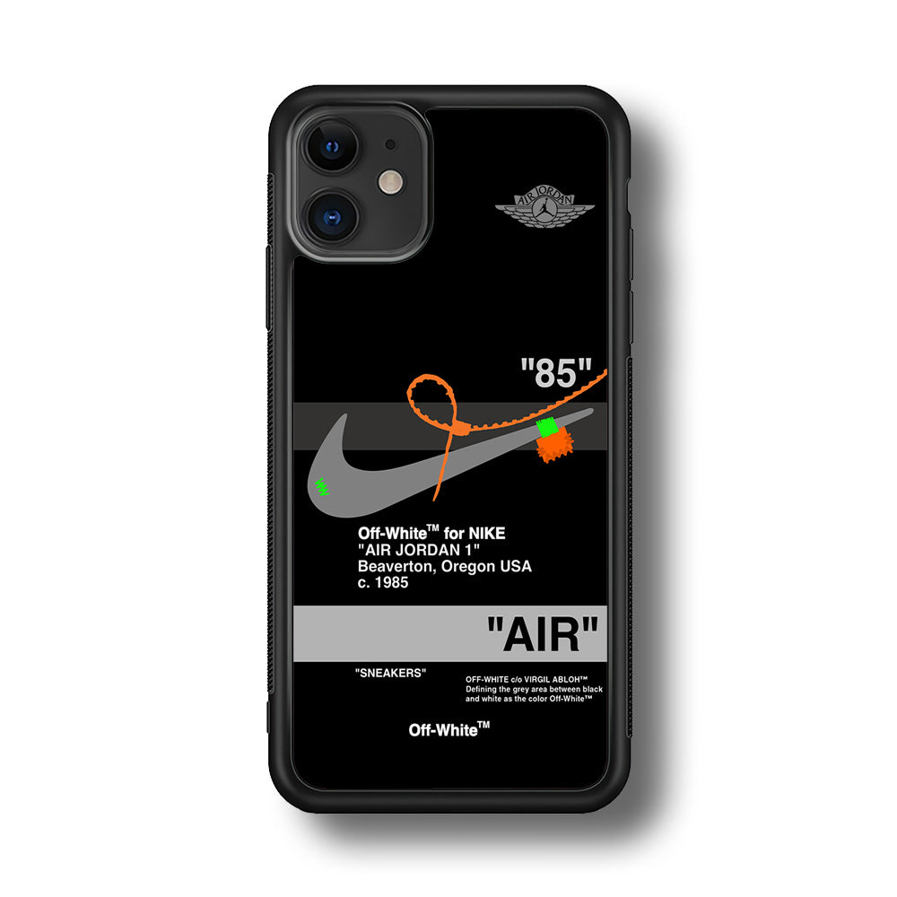 Off White x Nike Air Jordan Black iPhone 12 Case | Slim Rubber Case for iPhone 12
