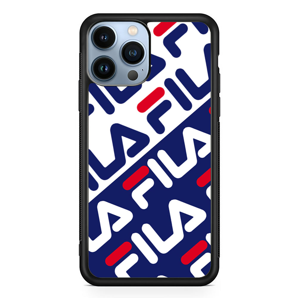 Fila Patern in Slope iPhone 15 Pro Max Case | Slim Rubber Case for iPhone 15 Pro Max