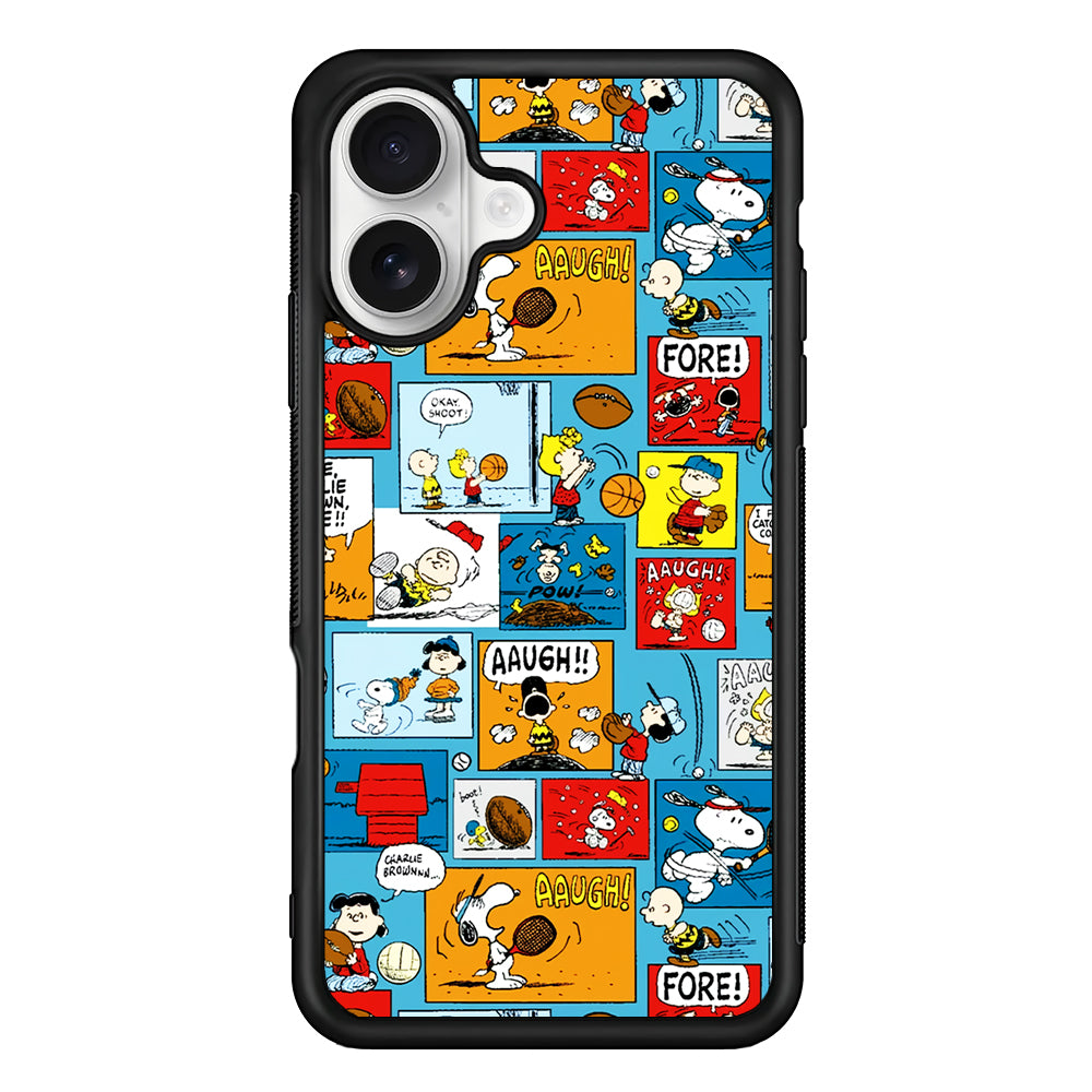 Snoopy Sport Comic iPhone 16 Plus Case | Durable Protective Rubber Cover