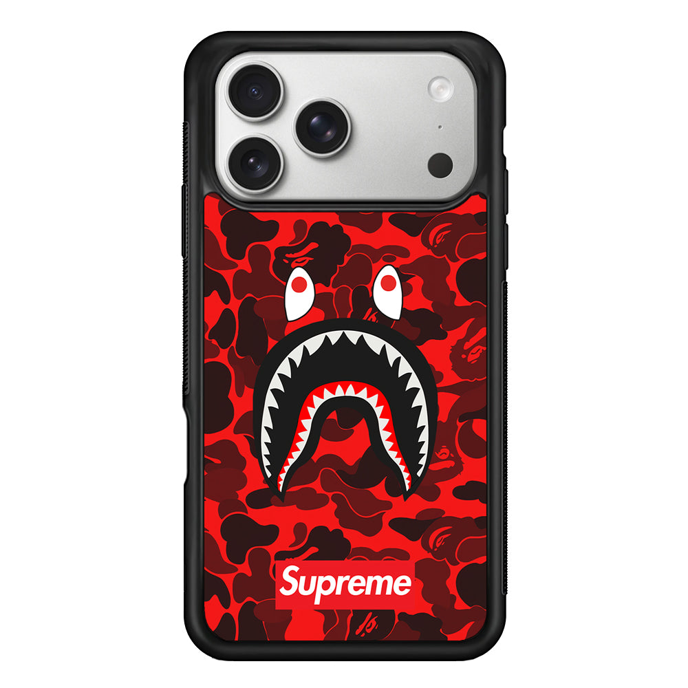 Bape Supreme Red Camo iPhone 17 Pro Case | Slim Rubber Case for iPhone 17 Pro