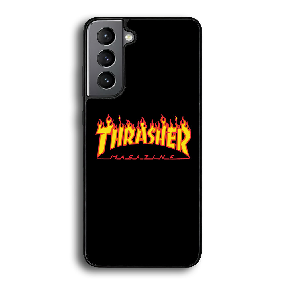 Thrasher Magazine Black Simple Fire Samsung Galaxy S24 Plus Case | Slim Rubber Case for Samsung Galaxy S24 Plus