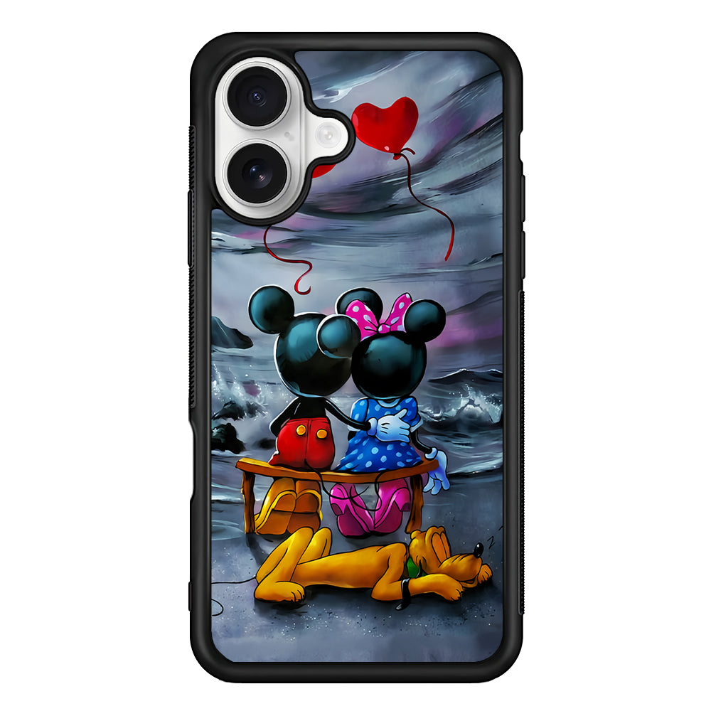 Mickey Minnie on The Beach iPhone 16 Plus Case | Durable Protective Rubber Cover