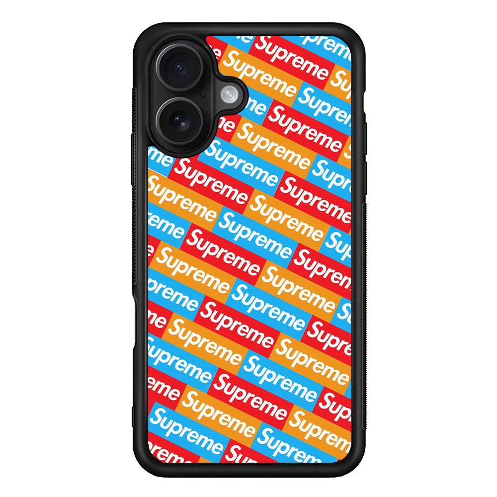 Supreme Colorful iPhone 16 Case | Slim Rubber Case for iPhone 16