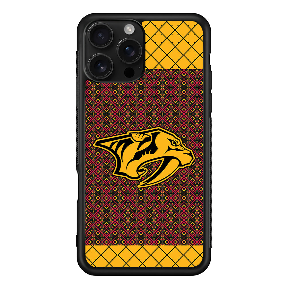 Nashville Predators Pattern iPhone 16 Pro Case | Durable Protective Case for iPhone 16 Pro