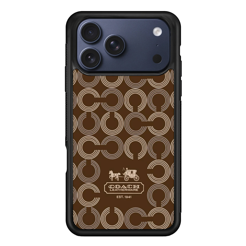 Coach Pattern Brown iPhone 17 Pro Max Case | Slim Rubber Case for iPhone 17 Pro Max
