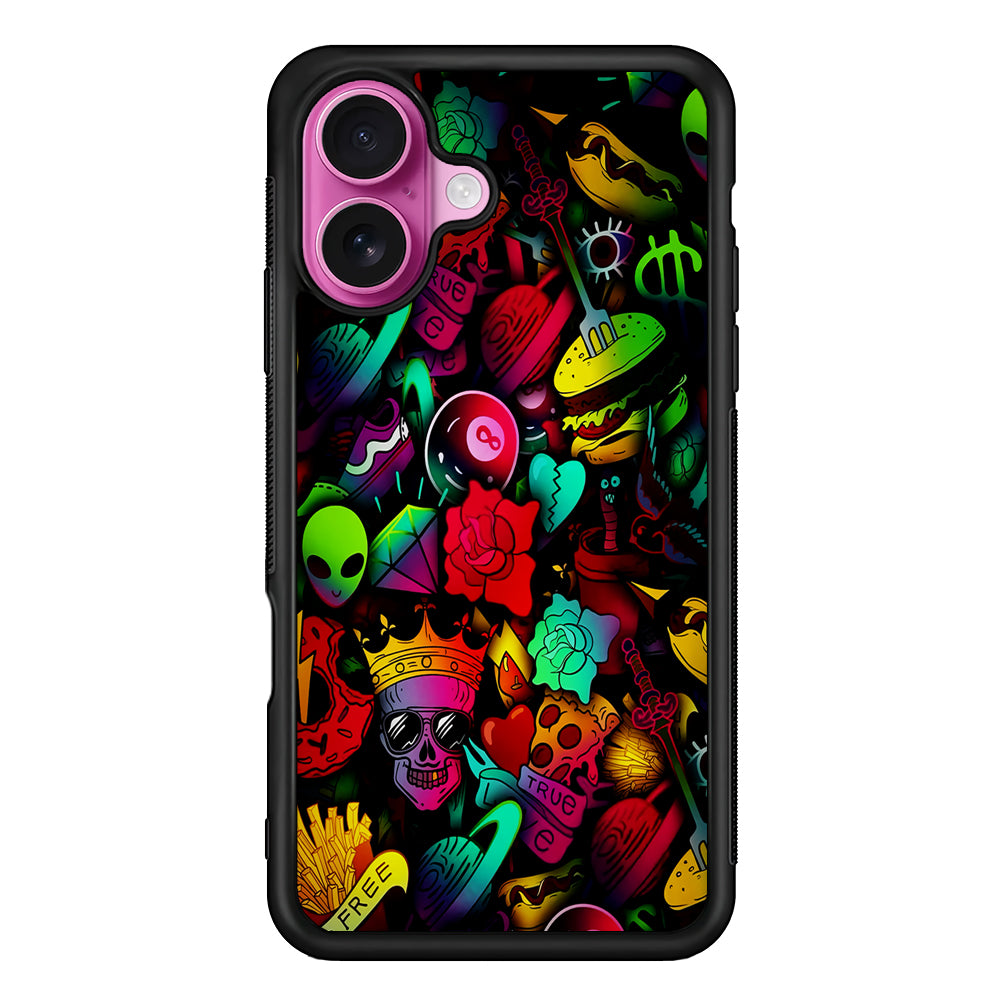 King Life Doodle Artistic iPhone 17 Case | Slim Protective Rubber Phone Cover