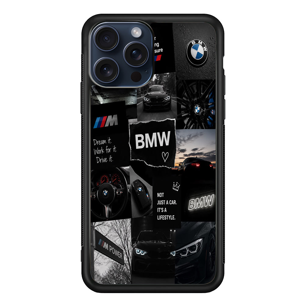 BMW M4 Cinematic Collage iPhone 15 Pro Max Case | Slim Rubber Case for iPhone 15 Pro Max