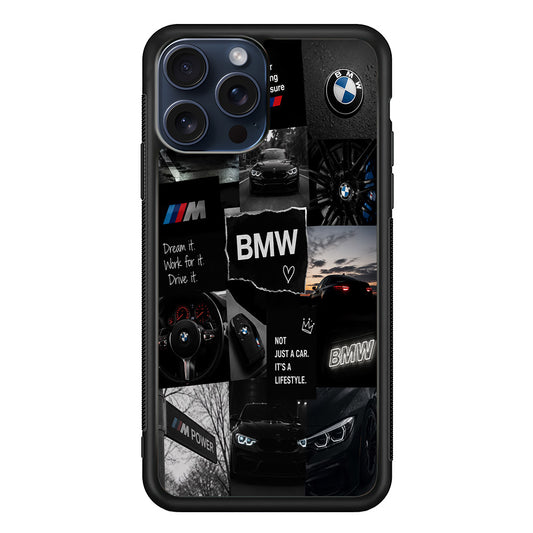 BMW M4 Cinematic Collage iPhone 15 Pro Max Case | Slim Rubber Case for iPhone 15 Pro Max