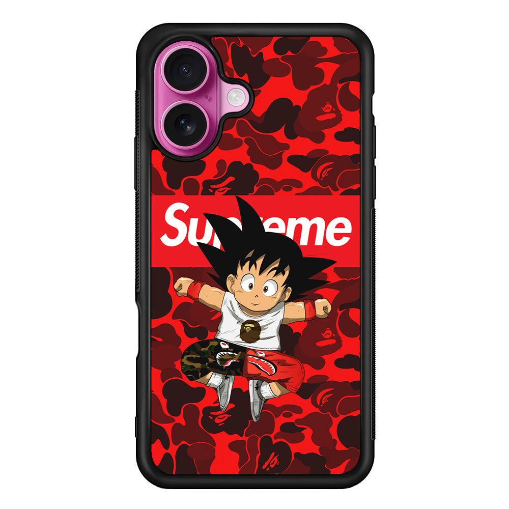 Bape Goku Red Camo Supreme iPhone 17 Case | Slim Rubber Case for iPhone 17