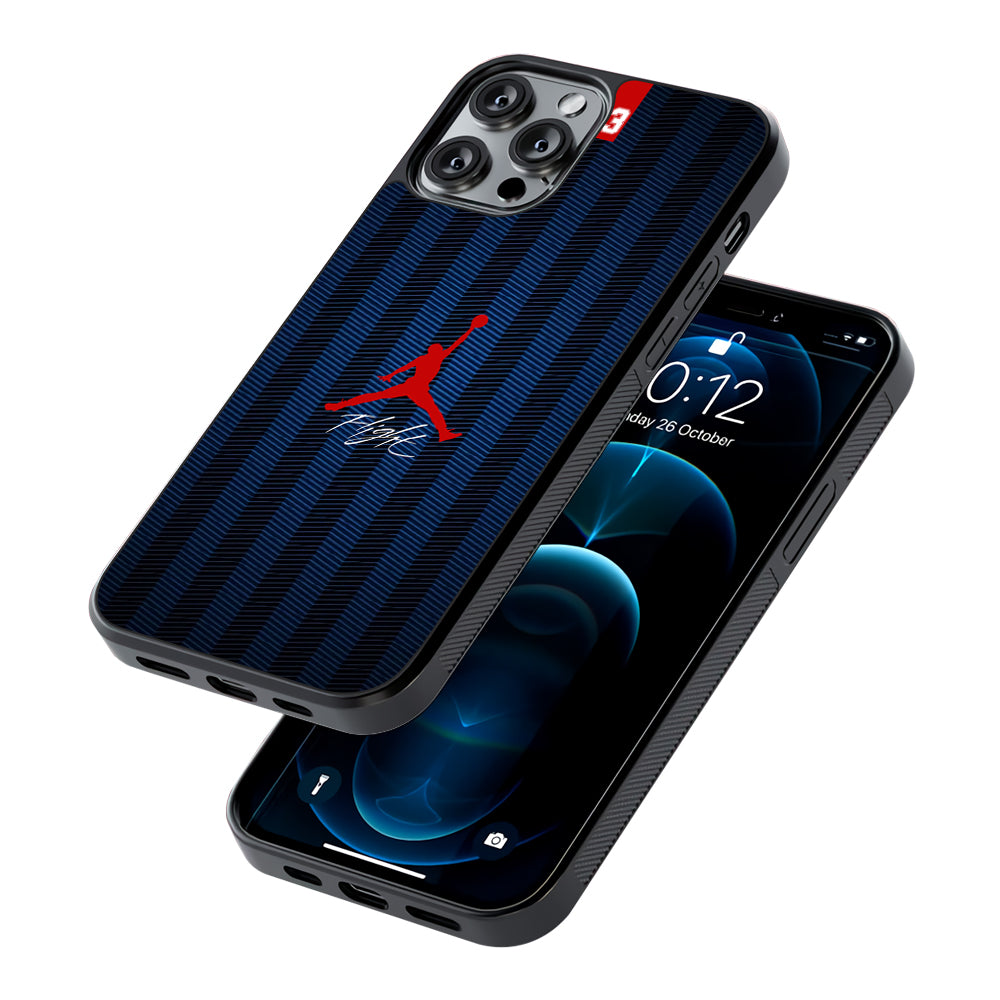 Air Jordan Deep Blue Art Line 2D Rubber Phone Case | Slim Protective Phone Case