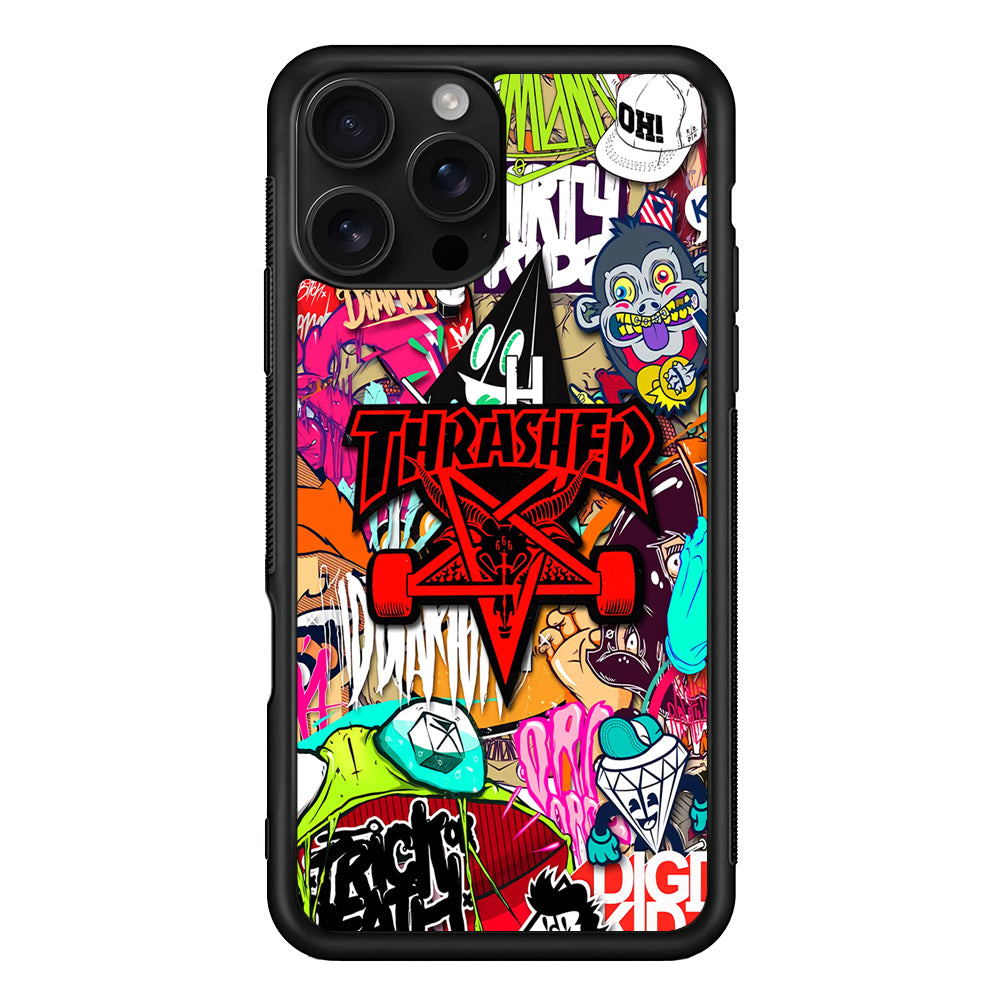 Thrasher Gang Assembly iPhone 16 Pro Case | Slim Rubber Case for iPhone 16 Pro