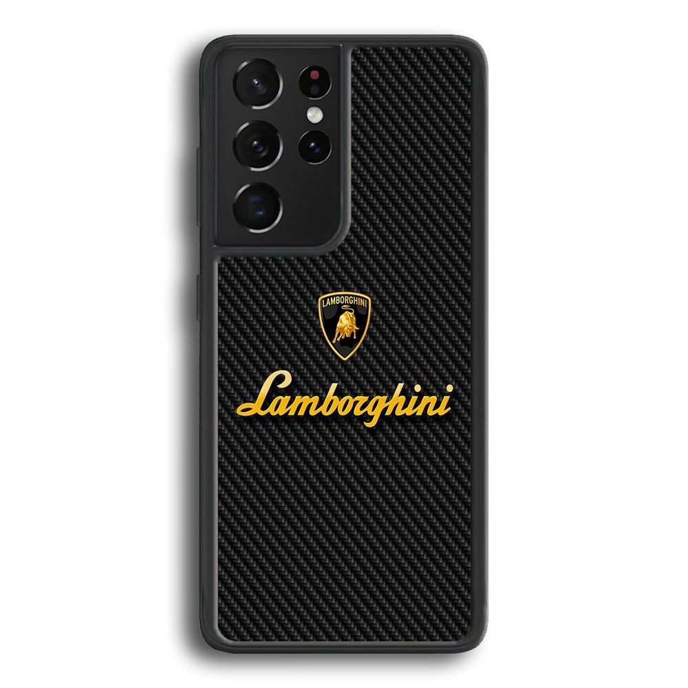 Lamborghini Black Carbon Logo Samsung Galaxy S24 Ultra Case | Slim Rubber Case for Samsung Galaxy S24 Ultra