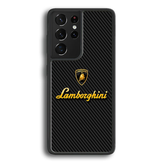 Lamborghini Black Carbon Logo Samsung Galaxy S24 Ultra Case | Slim Rubber Case for Samsung Galaxy S24 Ultra