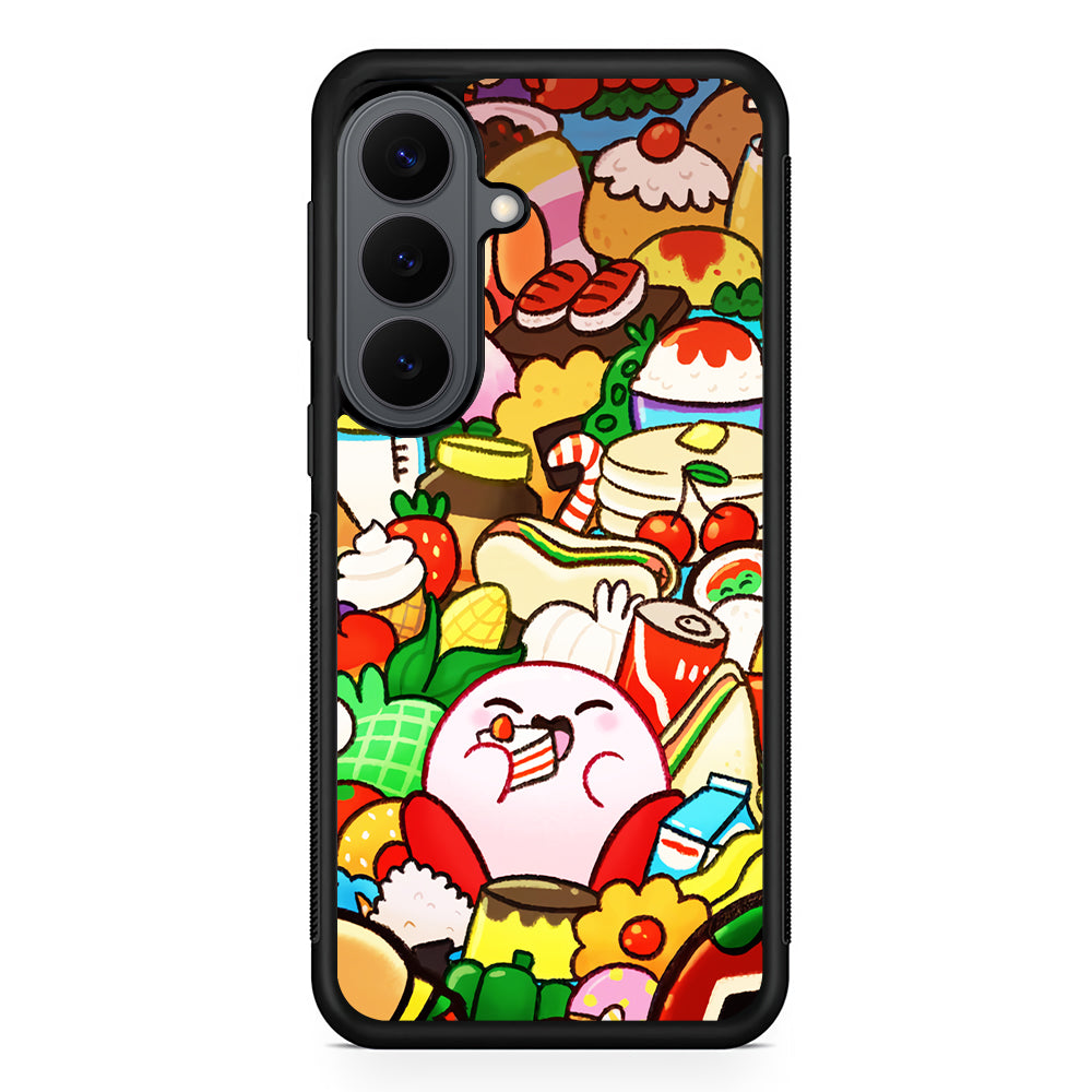 Kirby and a Stack of Food Samsung Galaxy S26 Plus Case | Slim Rubber Case for Samsung Galaxy S26 Plus