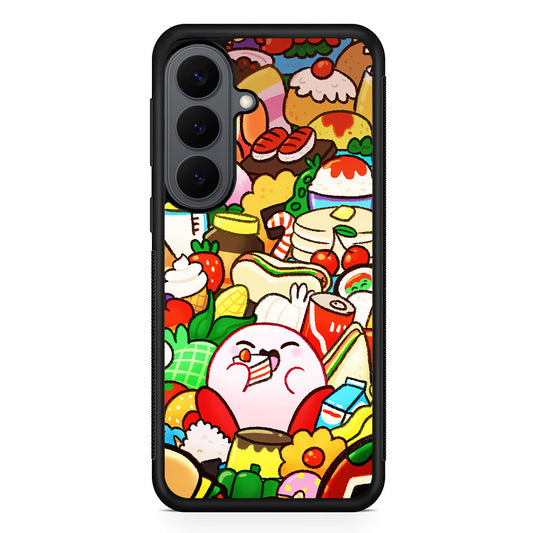 Kirby and a Stack of Food Samsung Galaxy S26 Plus Case | Slim Rubber Case for Samsung Galaxy S26 Plus