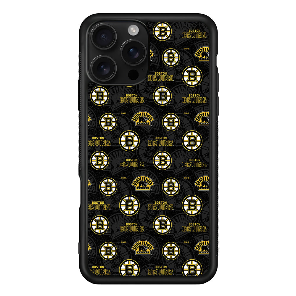 Boston Bruins Pattern iPhone 16 Pro Case | Durable Protective Case for iPhone 16 Pro
