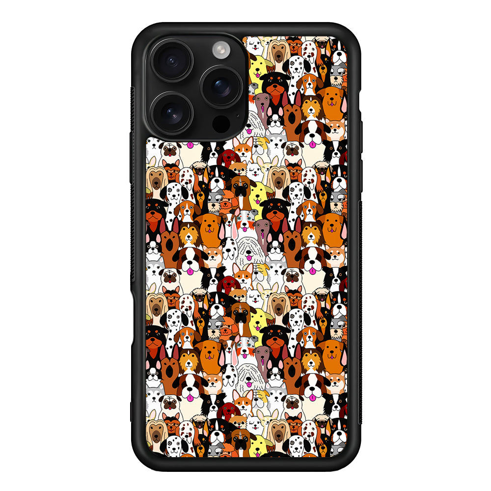 Doodle Dogs Colorful Pattern iPhone 16 Pro Case | Durable Protective Case for iPhone 16 Pro