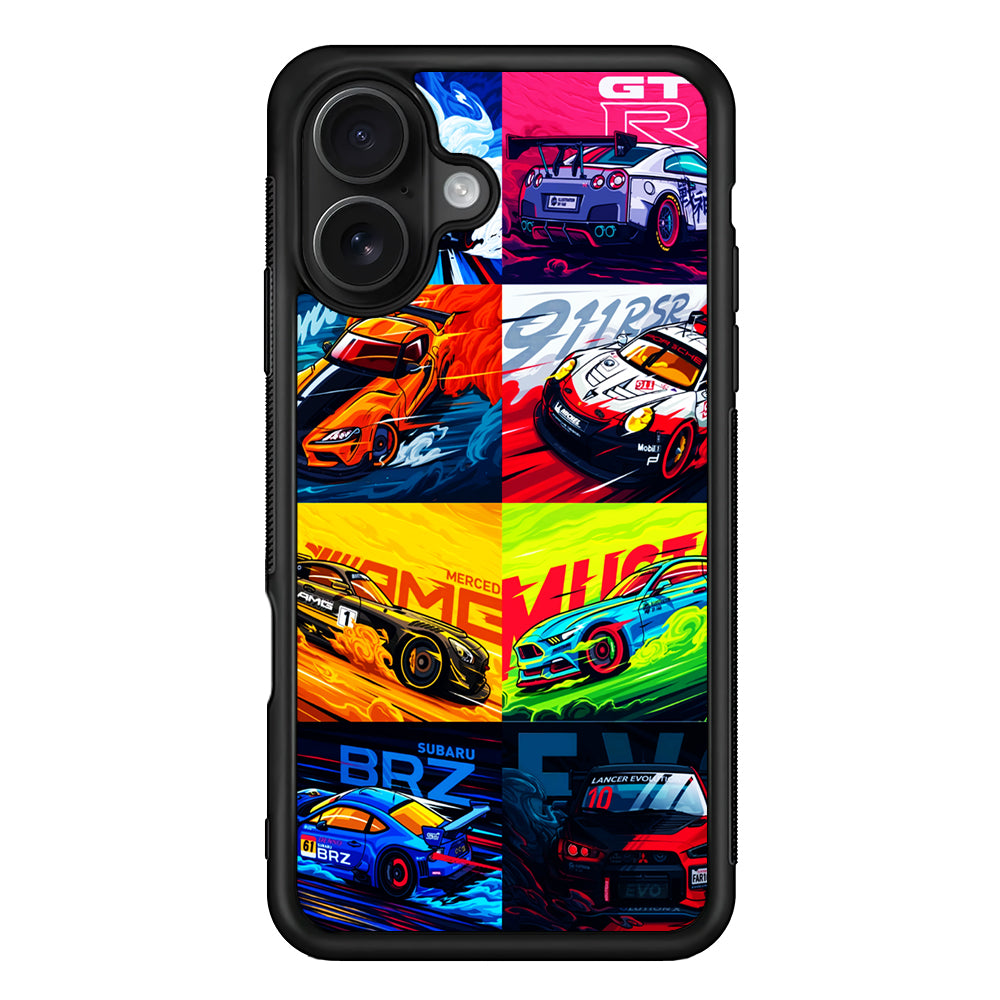 Sports Car Collection Art iPhone 16 Case - Oxvistore