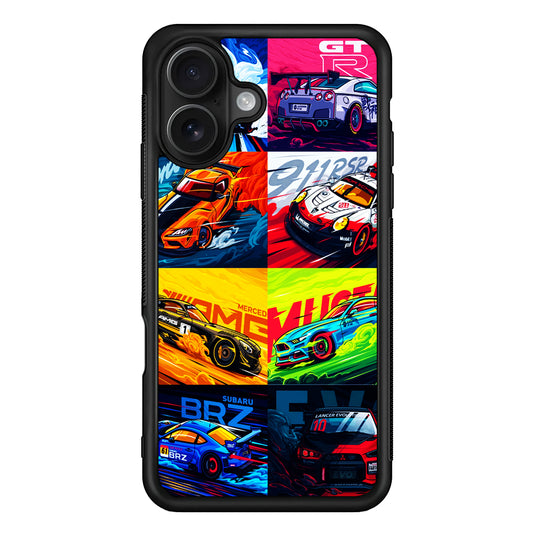 Sports Car Collection Art iPhone 16 Case - Oxvistore