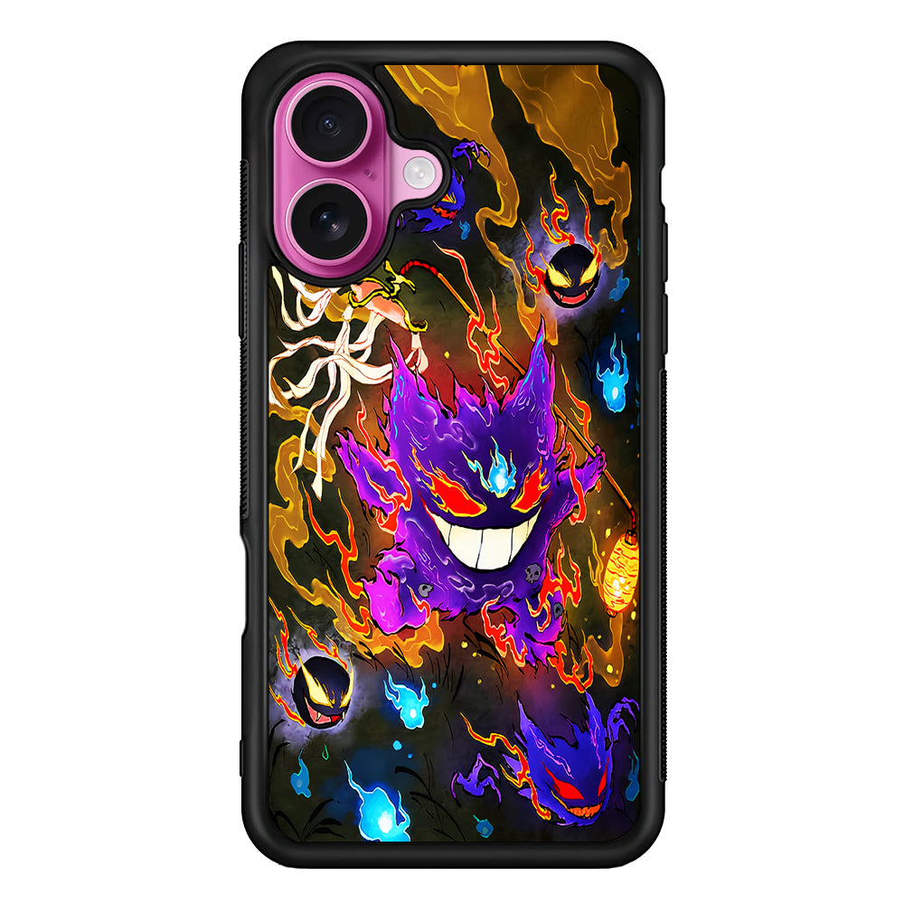 Pokemon Gengar Evolution iPhone 17 Case | Slim Protective Rubber Phone Cover