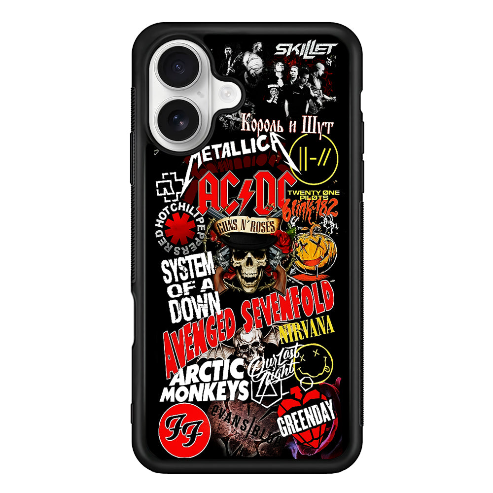 90s Rock Metal Aesthetic iPhone 16 Plus Case | Durable Protective Rubber Cover