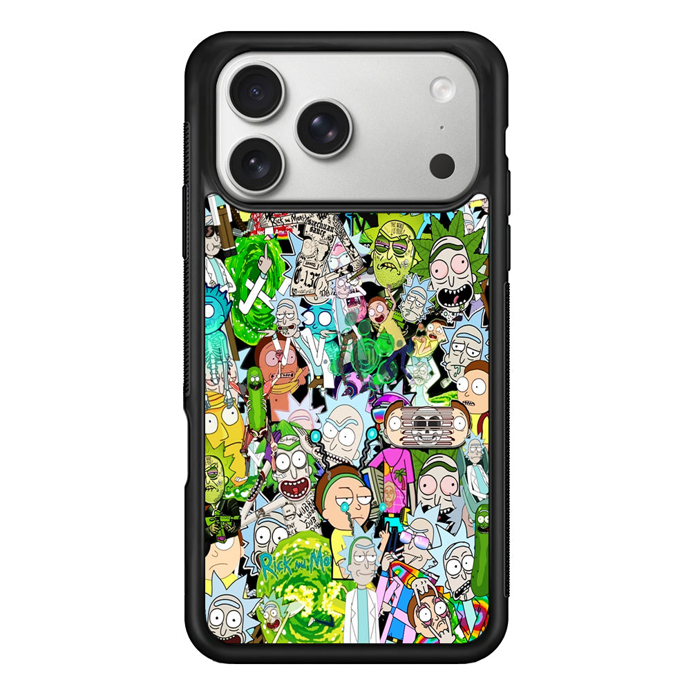 Rick and Morty Sticker Collection iPhone 17 Pro Case | Slim Rubber Case for iPhone 17 Pro