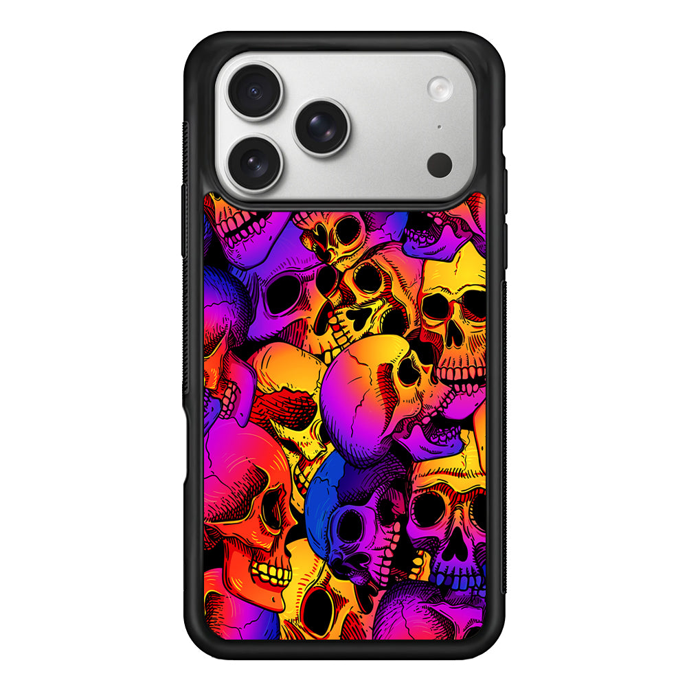 Skulls Pattern Gradient iPhone 17 Pro Case | Slim Rubber Case for iPhone 17 Pro