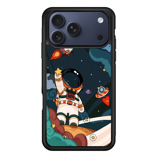 Cartoon Astronaut Holding Up a Star iPhone 17 Pro Max Case | Slim Protective Cover for iPhone 17 Pro Max